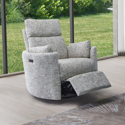 Upholstered Power Rock Swivel Recliner Chair by Ebern Designs