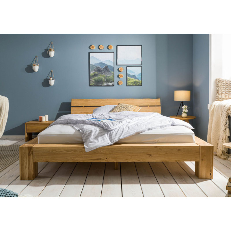 Solid Wood Bed Stockholm Wild Oak, 140 x 200 cm