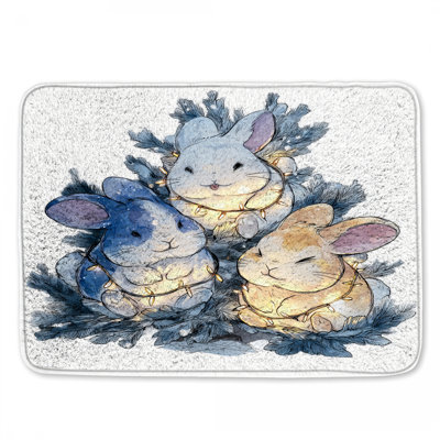 Three Cute Bunnies Bath Mat
