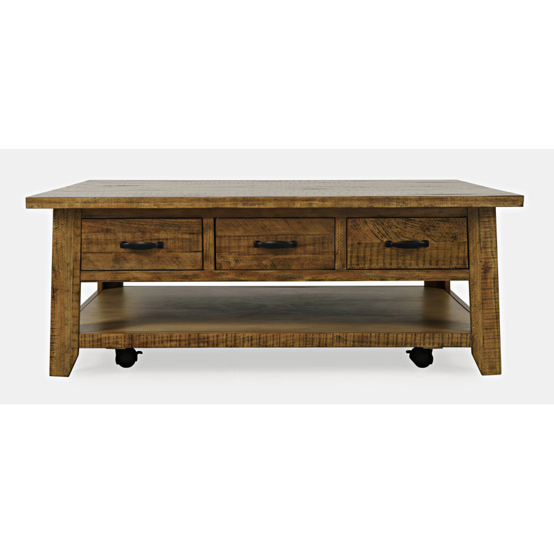 Braden Solid Wood Top Coffee Table, Gold