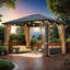 Pavillon de jardin en métal 10X12FT avec moustiquaire pour jardins, patio et cour arrière