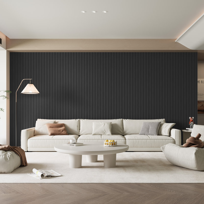 Ensemble de 2 panneaux muraux à lattes 3D pour mur intérieur en chêne gris (paquet de 2 / 30,20 pieds carrés), Gris