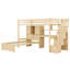  Lit mezzanine simple au-dessus de simple Karanfila avec bureau intégré et escalier, avec compartiments de rangement et tablettes-642871287