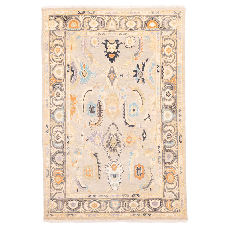 Tapis moderne gris Oushak 6 pi 1 po x 9 pi 1 po