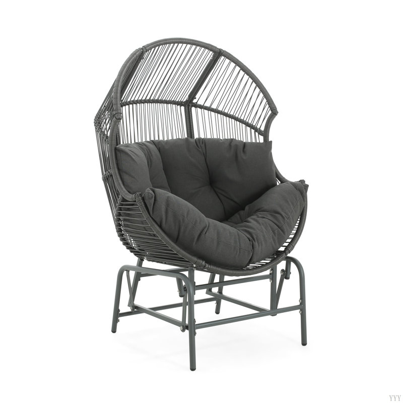 Fauteuil oscillant d'extérieur en osier Palos, Gris foncé