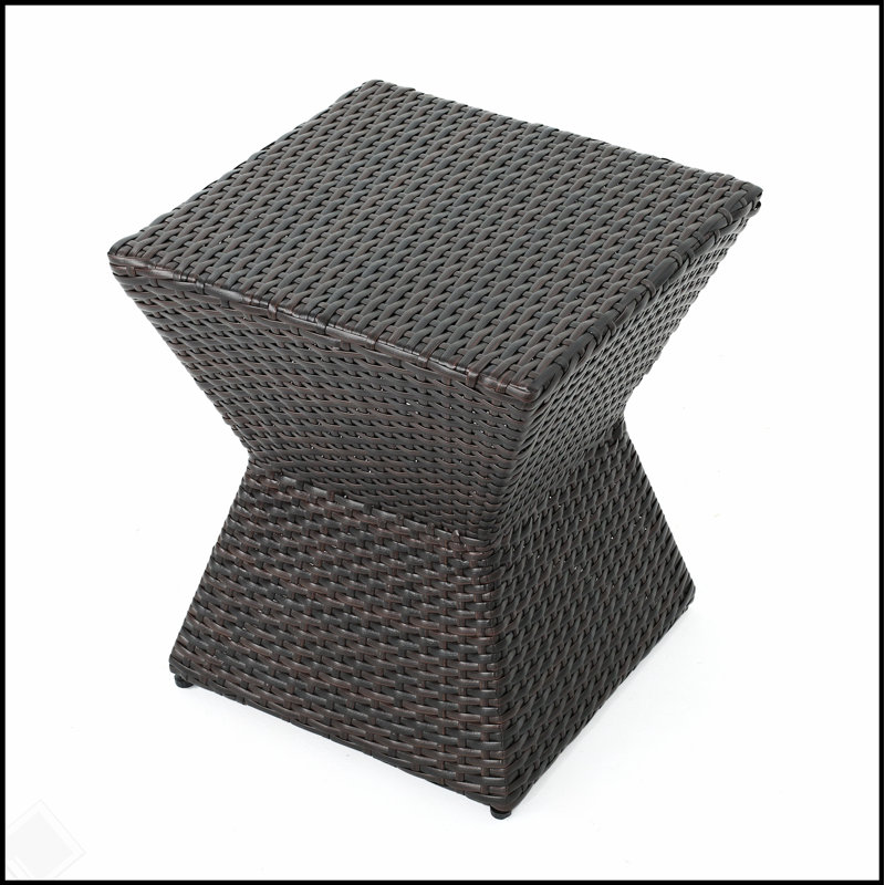 CALHOUN 16 Outdoor Wicker End Table, Weather-Resistant and Stylish for Patio or Poolside Use