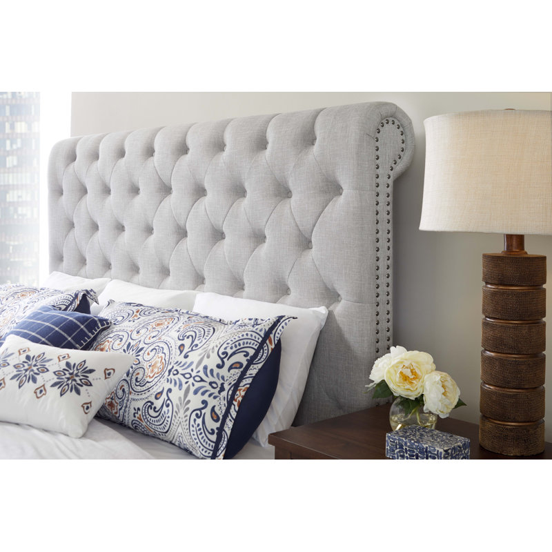 Eiver Upholstered Sleigh Bed, Gray, Queen