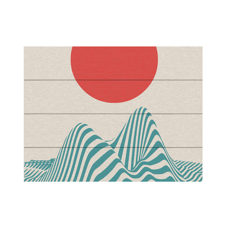 Little Dean  Red Sun Dune Wood Slat Art, H 18 po x l 22 po