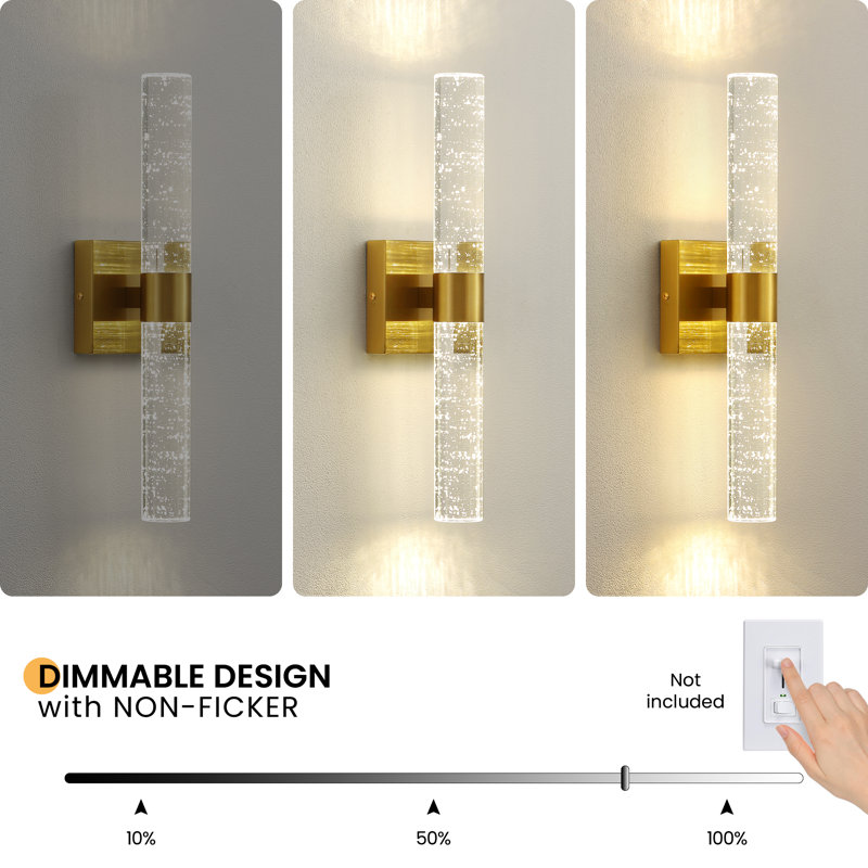 Olivia Dimmable Crystal Wall Light, Gold