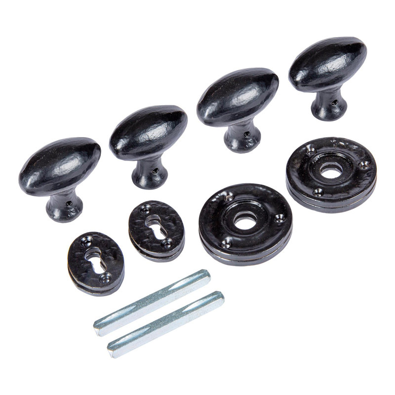 Hammer & Tongs - Oval Rim & Mortice Door Knob - W60mm - Black