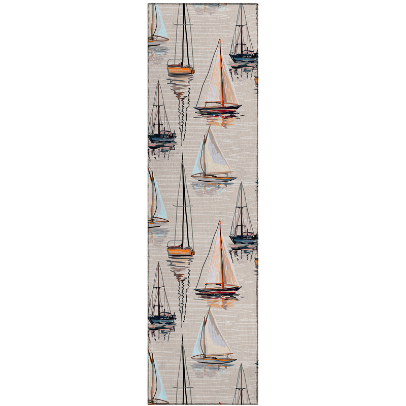 Tapis intérieur / extérieur en polyester tissé à la machine Lacona, Tapis de couloir 2 pi 3 po x 7 pi 6 po