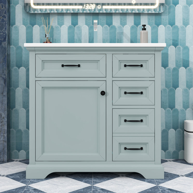 Meuble-lavabo 36 po avec lavabo, tablette réglable, tiroirs et porte