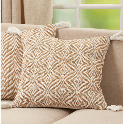 Aziza Collection Tassels Cotton Blend Throw Pillow