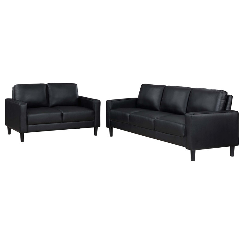 Ensemble de canapé moderne à accoudoirs carrés avec coussins moelleux et design épuré, parfait pour les espaces de vie contemporains