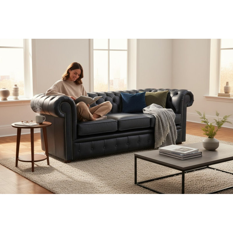 3 Seater Sofa, Cracked Wax Black