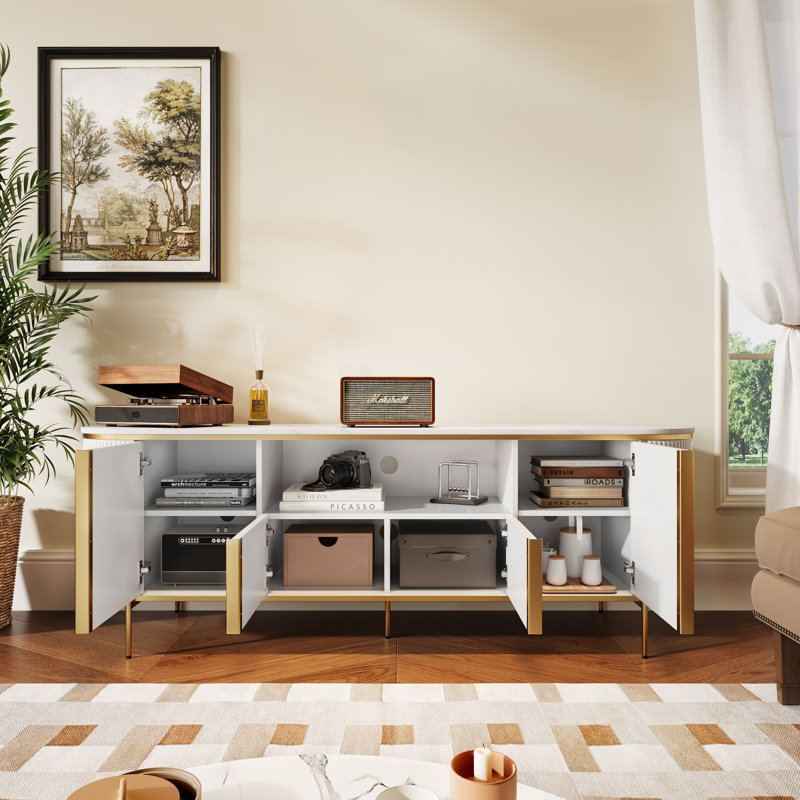 70" Tv Stand For Tvs Up To 80", White