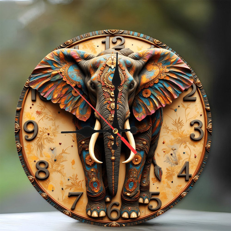 Horloge éléphant colorée