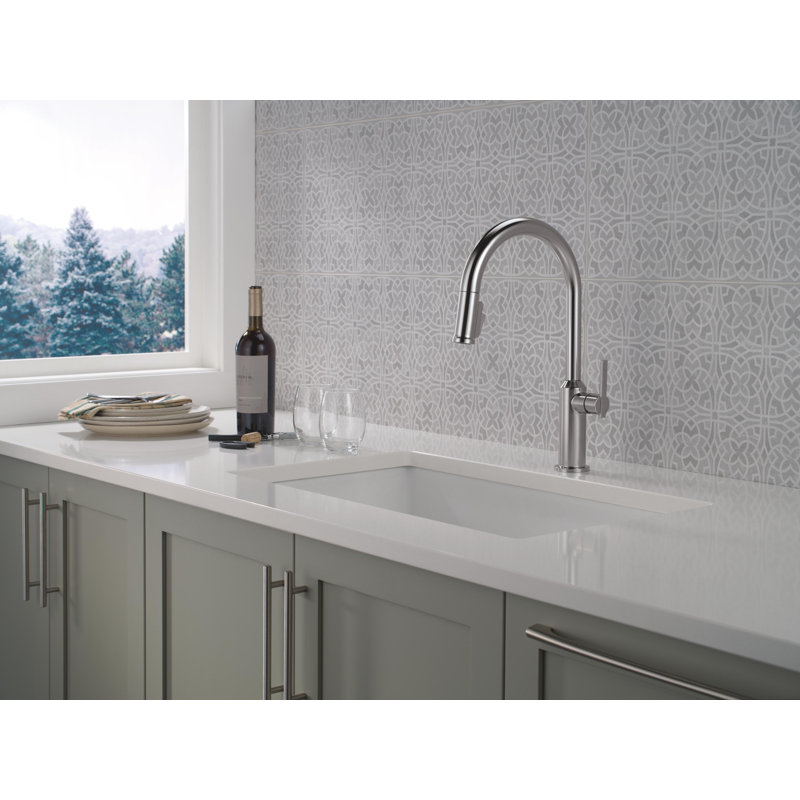 Single Handle Pull-Down Kitchen Faucet, Lumicoat Arctic Stainless