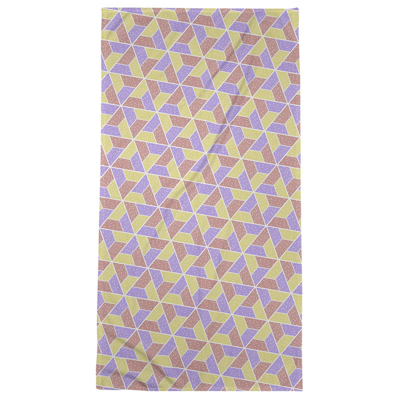 Serviette de bain trapézoïde, Rouge / Mauve / Jaune