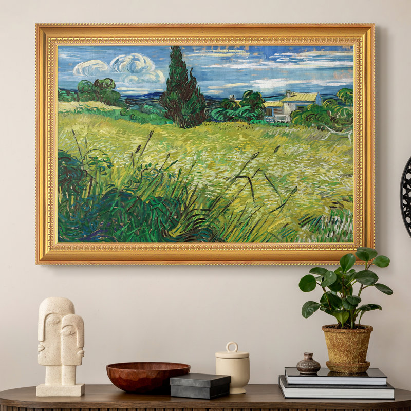 Champ de blé vert avec cyprès, 1889 - Vincent van Gogh - Toile encadrée sur mesure, 16x22 INNER SIZE, Toile avec cadre