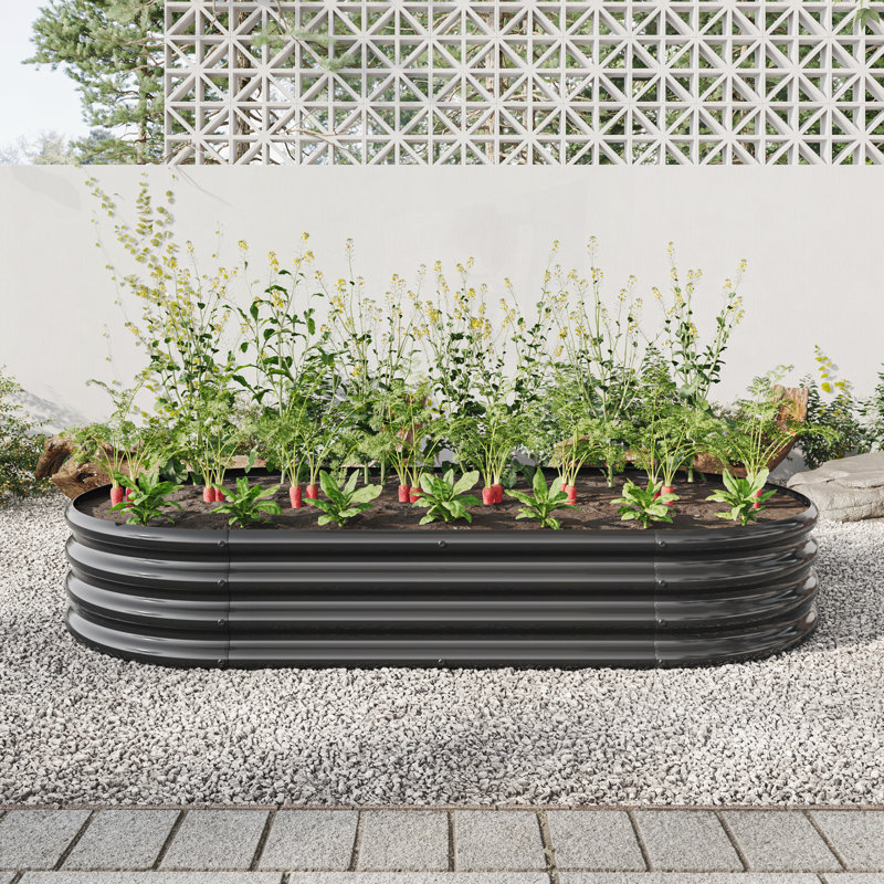 Stavya Metal Raised Garden Bed, Black, 11.42" H x 88.98" W x 44.68" D