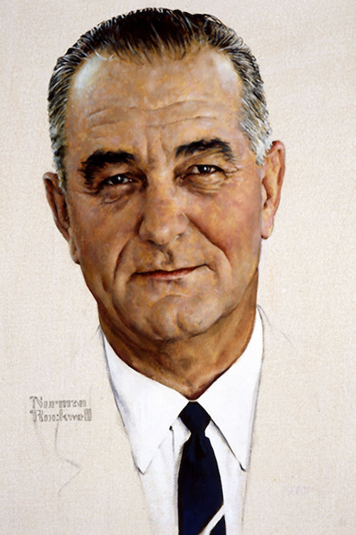 « portrait of lyndon b. johnson » par norman rockwell, reproduction d’art sur toile tendue, H 40 po x l 26 po x P 0,75 po