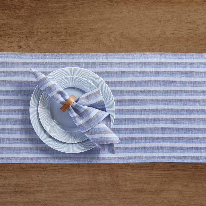Natural White Linen Rectangle Table Runner 48" x 14"
