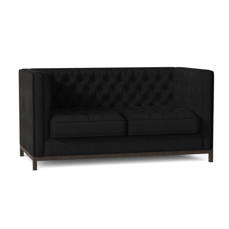 Jess Loveseat, Bella Black Performance Velvet, Brown Mahogany