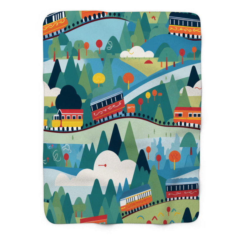 Continous Graphics - couverture sherpa de qualité supérieure 1 pièce, Lit simple