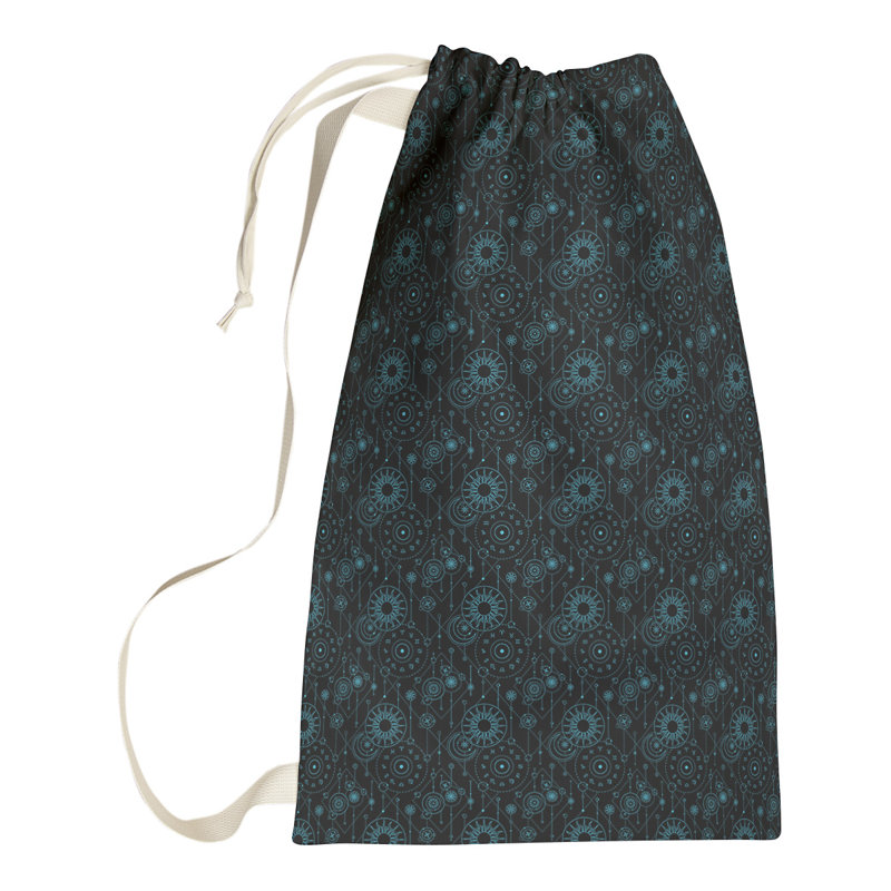 Leffel Fabric Laundry Bag with Handles, Large (76.5" H x 29.5" W x 1.5" D), Black/Blue