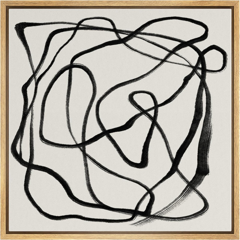 Black Gray Wavy Paint Stroke Collage Abstract Lines Shape Modern Art Decor Contemporary Minimalist, Naturel