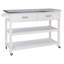 Chariot de cuisine en acier inoxydable avec plateau en blanc - 2 tiroirs pour un chariot d'organisation culinaire pratique, deux rangements pour appareils électroménagers