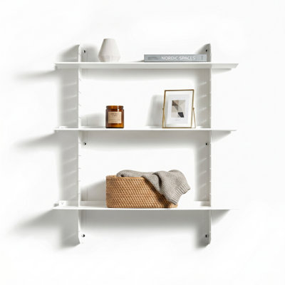 Adjustable Metal Floating Shelf Unit, Industrial Wall Mounted Display Rack