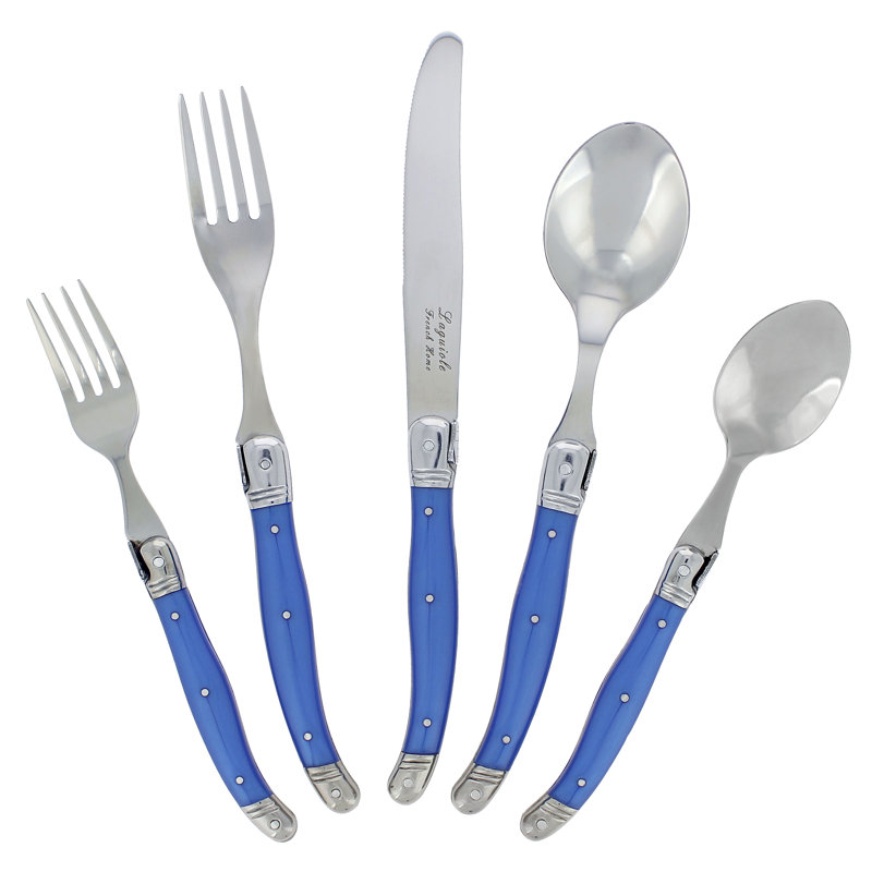 Laguiole 20 - Piece Stainless Steel Flatware Set - Service for 4, Blue