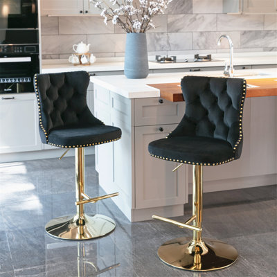 Tabourets de bar pivotants en velours