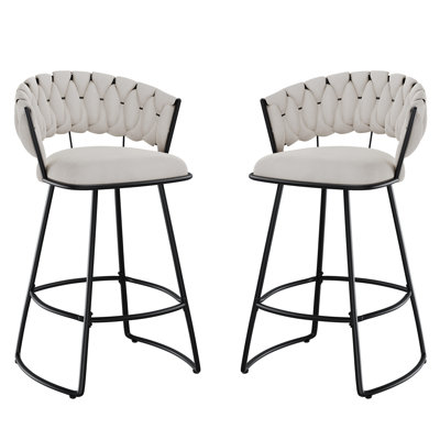 Upholstered Counter Stool With Metal Frame