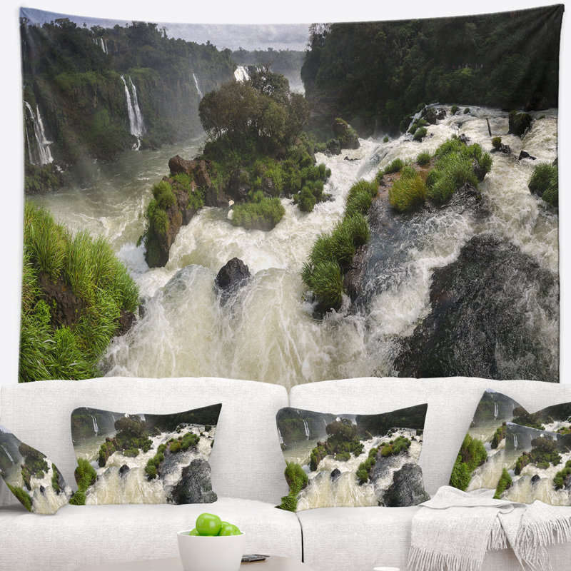 Le iguacu en cascade de paysage tombe au tapisserie brésil, H 50 po x l 60 po