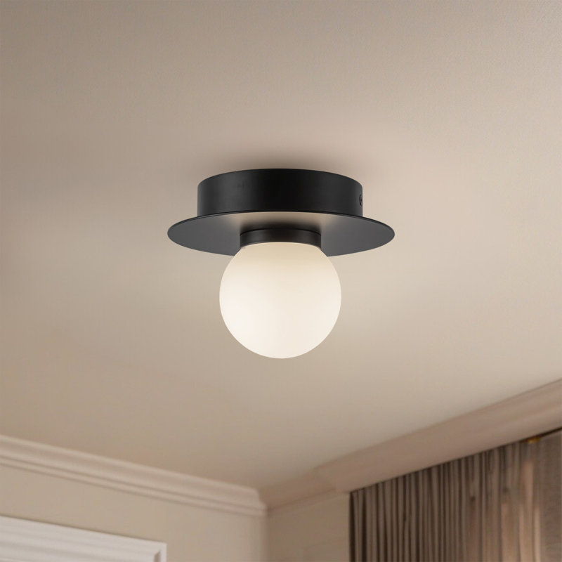 Elixir 10-In Flush Mount, Black, 4.38" H x 6" W x 6" W, Black/White