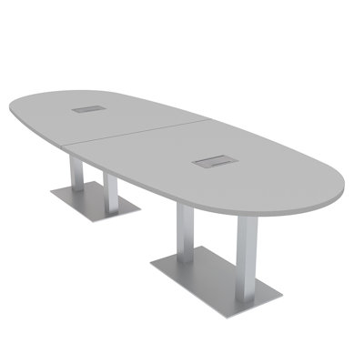 Table de réunion ovale avec module d'alimentation et de données pour 6 personnes