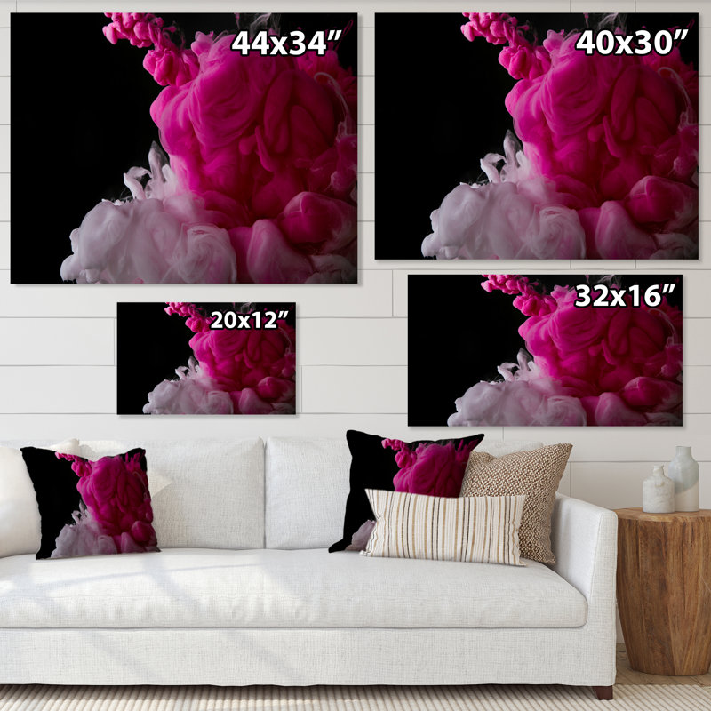 Peinture abstraite éclaboussure rose - œuvre d'art moderne sur toile, H 8 po x l 12 po x P 1 po, Toile tendue