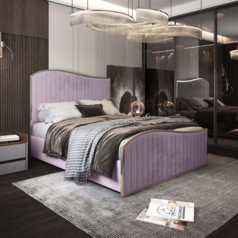 Anastos Upholstered Bed, Kingsize (5'), Pink