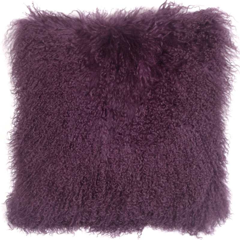 Wool Reversible Throw Pillow, Purple, Down Insert