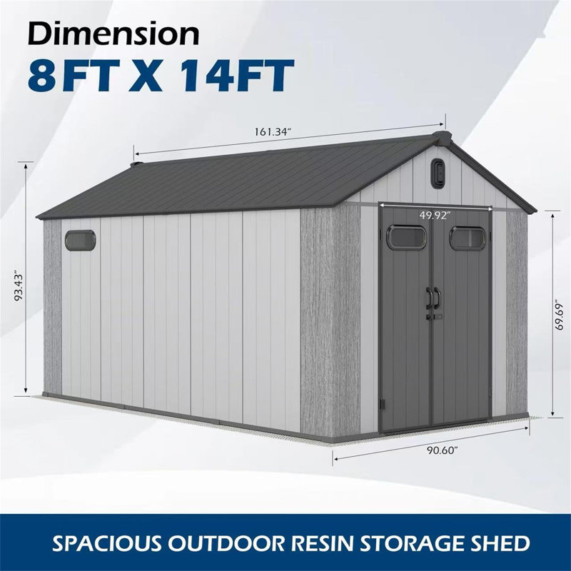 8x14Ft Resin Outdoor Storage Shed