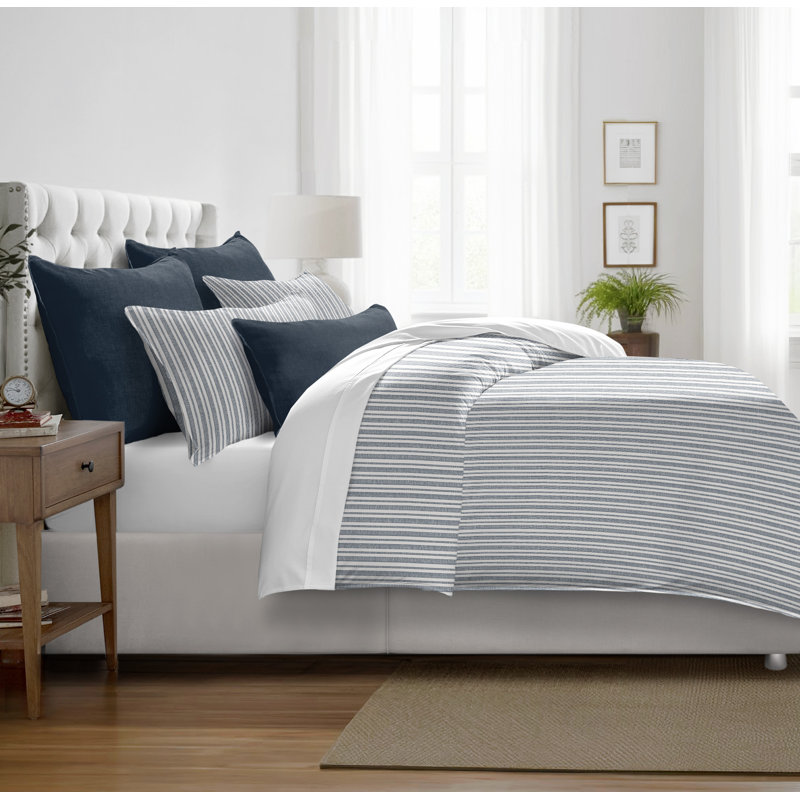 Belmont Lane  Cotton 6 Piece Comforter Set, King Coverlet + 5 Additional Pieces, Denim