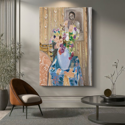 Flowers in Front of a Portrait (Fleurs ou Fleurs devant un portrait) -Gallery Wrapped Canvas by Henri Matisse