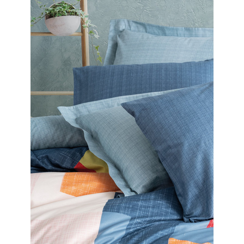100% Cotton Ranforce Quilt Cover Set, Blue/Orange/Red/Pink | Duvet Cover: 78.7 x 86.6 inches, Flat Sheet: 94.5 x 102.4 inches, Pillowcases: 19.7 x 27.6 inches (2 Pieces) | Reactive Printing, Machine Washable, Elegant Design