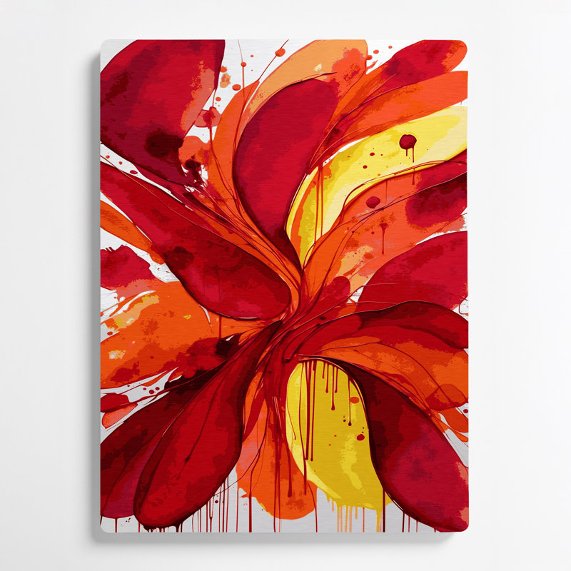 Abstrait aquarelle 18, art mural en métal rouge, H 16 po x l 20 po