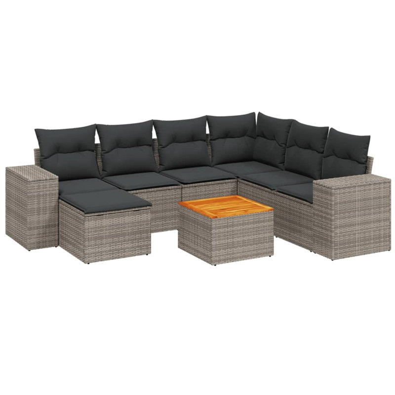 Ensemble de canapé de jardin Vidaxl, Gris, Gris foncé