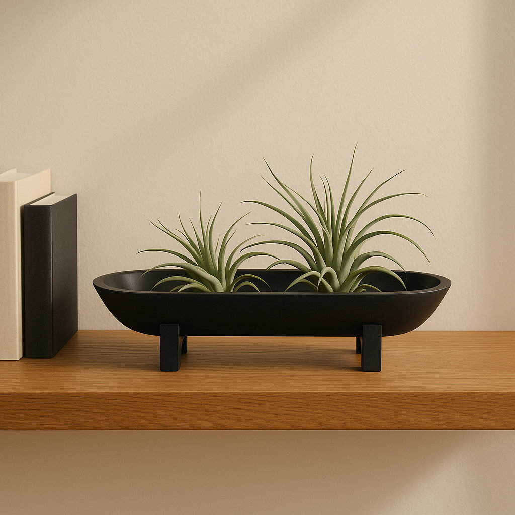 16" Footed Oval Bowl, Black