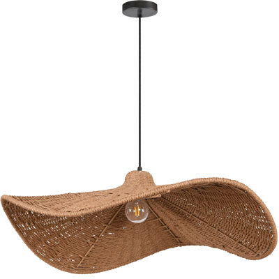Luminaire suspendu 1 lumière Selma - Petit - Abat-jour en osier ondulé